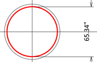 D1 = 72” – 2(2” + 0.625” + 1.410” 2) = 65.34”
